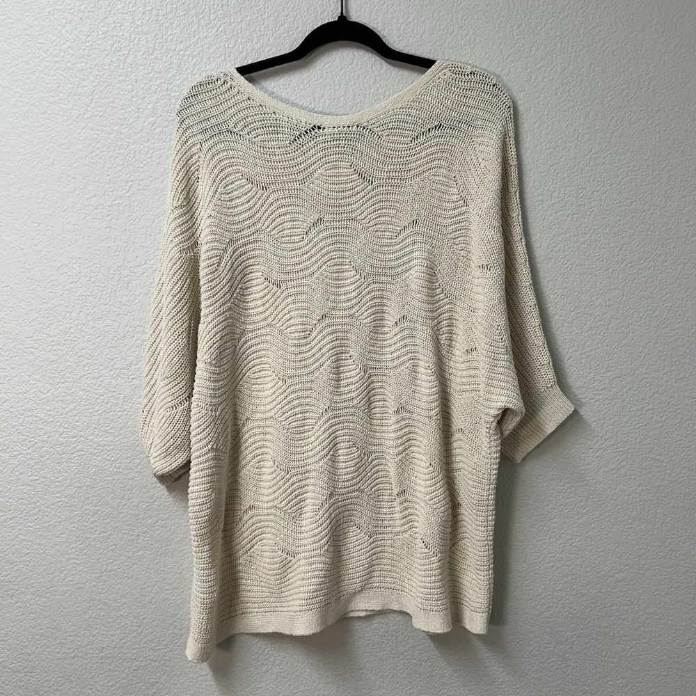 J. Jill Wavy Texture Ribbed Sweater‎ Women's Size XL Barley Dolman Sleeve - Picture 2 of 8
